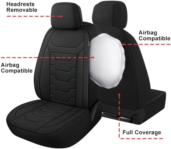 CAROMOP Breathable Car Seat Cover 2 Front Seats, 3D Air Mesh Cloth Seat Covers for Cars, Universal Fit Automotive Car Interior Covers for SUV Vans Sedans Trucks(Black)