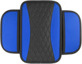 Car Center Console Cover for Jeep Wrangler 1986–2025 2026 YJ/TJ/JK/JL,Leather Armrest Pad with Side Storage Pockets,Waterproof Console Lid Protector,Auto Interior Accessories,Blue