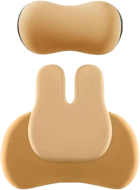 Cute Bunny Car Seat Cushion Set - Lumbar Support Pillow & Neck Pillow for Women Drivers, Ergonomic Back Comfort for Long Drives, Adorable Rabbit Design Car Accessories (Yellow)