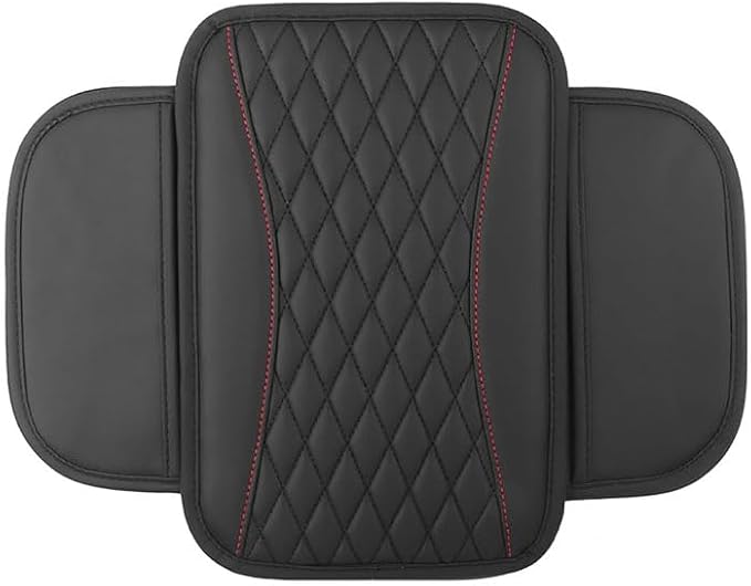 Car Center Console Cover for Jeep Wrangler 1986–2025 2026 YJ/TJ/JK/JL,Leather Armrest Pad with Side Storage Pockets,Waterproof Console Lid Protector,Auto Interior Accessories,Black