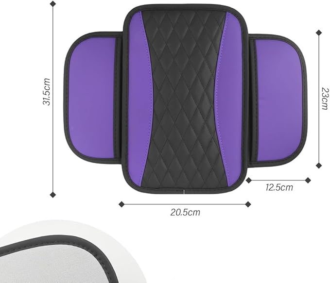 Car Center Console Cover for Jeep Wrangler 1986–2025 2026 YJ/TJ/JK/JL,Leather Armrest Pad with Side Storage Pockets,Waterproof Console Lid Protector,Auto Interior Accessories,Purple