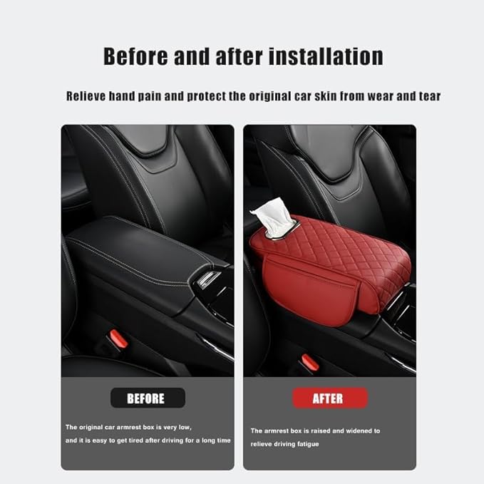 Car Armrest Pad for Hyundai Venue 2020–2025, Center Console Cover with Memory Foam Cushion, Anti-Slip Protector, Arm Rest Cushion Car Interior Accessories,D Brown