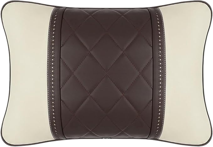 Luxury NAPPA Headrest Compatible For Mercedes Maybach S-Class Leather Lumbar Pillows Car Neck Travel Seat Cushion Support Car Accessories(Beige coffee)