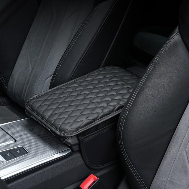 Car Armrest Cover for Toyota Cressida 1977–1992, Center Console Pad, Leather Armrest Box Protector, Waterproof Anti-Scratch Console Lid Cushion,Comfort Interior Accessories,A-Black