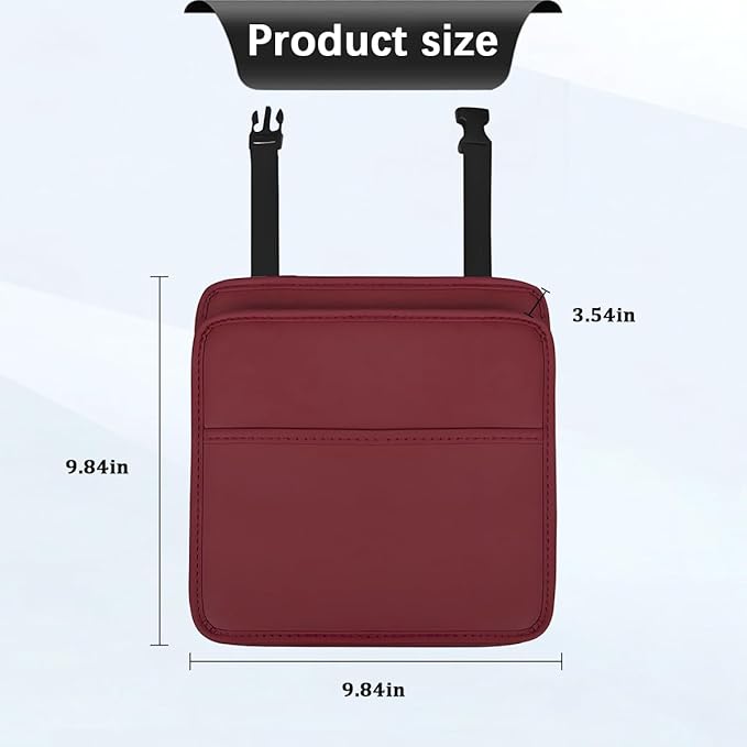 Car Seat Back Organizer, Leather Multipurpose Hanging Vehicle Backseat Headrest Storage Bag, Automotive Pouch Pocket Organizer for Kids & Adults, Universal for Truck SUV Sedan (Red)