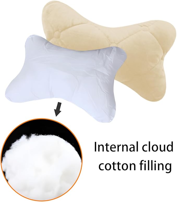 2PCS Car Headrest Pillow, Soft Comfortable Vehicle Neck Pillow Cushion, Automotive Interior Head Rest Pad Accessories for Driving Fatigue Relief, Universal for SUV, Sedan, Truck (Beige)