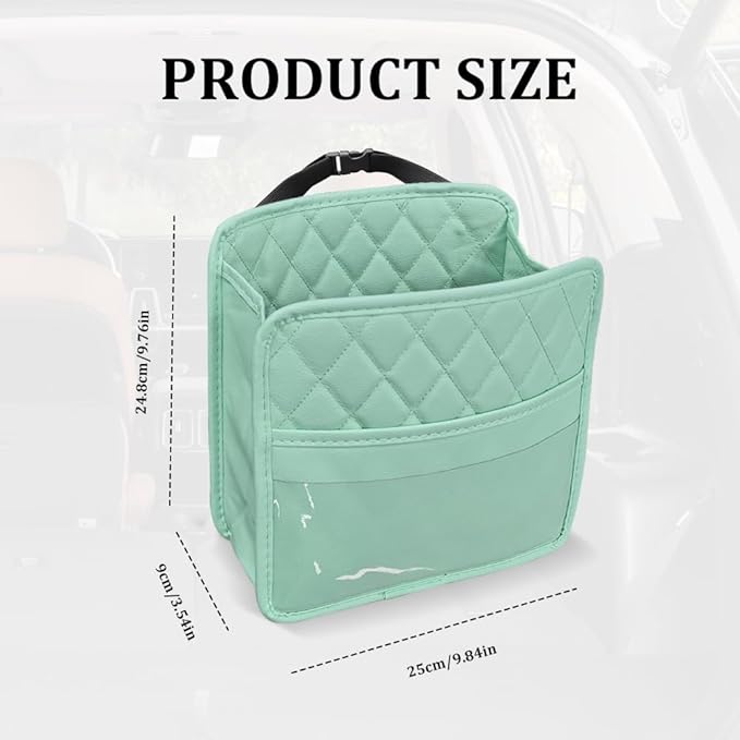 Car Seat Back Organizer, Car Organizers and Storage, PU Leather Vehicle Backseat Hanging Storage Pocket, Multipurpose Auto Travel Essentials Accessories for Kids & Adults, Universal for Cars (Green)