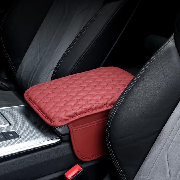 Car Armrest Cover for Toyota Cressida 1977–1992, Center Console Pad, Leather Armrest Box Protector, Waterproof Anti-Scratch Console Lid Cushion,Comfort Interior Accessories,B-Red