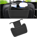Car Seat Back Organizer, Leather Multipurpose Vehicle Backseat Storage Pocket, Waterproof Automotive Interior Hanging Bag Accessories, Universal for SUV, Sedan, Truck (Black)