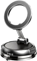 Magnet Phone Holder for Car & Desk, Strong Magnetic Phone Mount with Secure Lock, Universal 360° Rota-Table Phone Stand for Dashboard, Glass, Table, Compatible with All Cell Phones Sliver