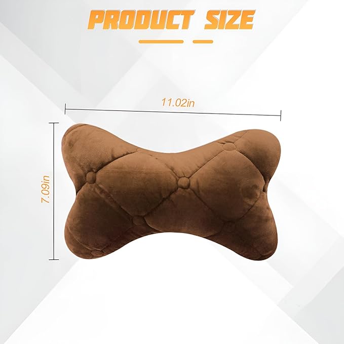 2PCS Car Headrest Pillow, Soft Comfortable Vehicle Neck Pillow Cushion, Automotive Interior Head Rest Pad Accessories for Driving Fatigue Relief, Universal for SUV, Sedan, Truck (Khaki)