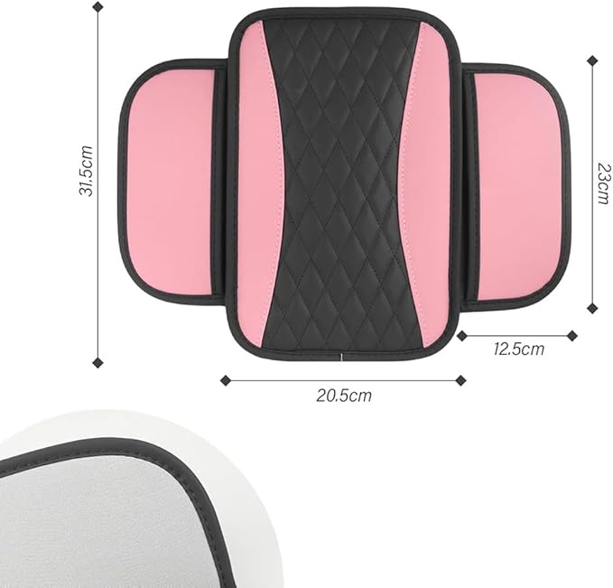 Car Center Console Cover for Jeep Wrangler 1986–2025 2026 YJ/TJ/JK/JL,Leather Armrest Pad with Side Storage Pockets,Waterproof Console Lid Protector,Auto Interior Accessories,Pink