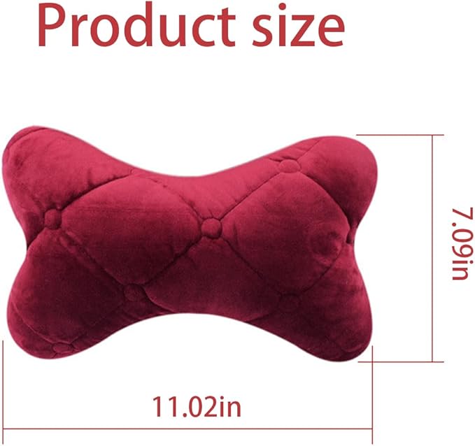 2PCS Car Headrest Pillow, Soft Comfortable Vehicle Neck Pillow Cushion, Automotive Interior Head Rest Pad Accessories for Driving Fatigue Relief, Universal for SUV, Sedan, Truck (Wine Red)