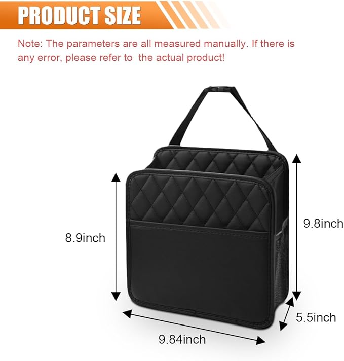 Foldable Car Seat Back Organizer, Large Capacity Hanging Car Backseat Storage Bag with Cup Holders, PU Leather Waterproof Car Trash Bag Can, Car Travel Accessories for Most Vehicles (2)