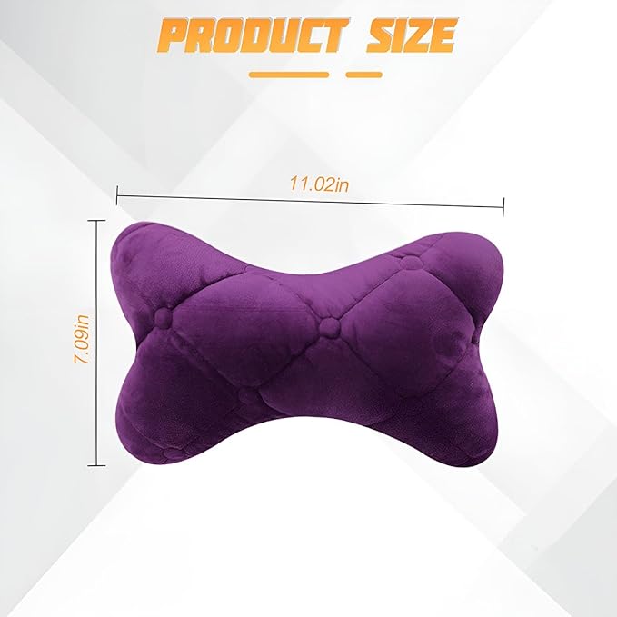 2PCS Car Headrest Pillow, Soft Comfortable Vehicle Neck Pillow Cushion, Automotive Interior Head Rest Pad Accessories for Driving Fatigue Relief, Universal for SUV, Sedan, Truck (Purple)