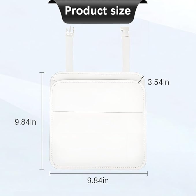 Car Seat Back Organizer, Leather Multipurpose Hanging Vehicle Backseat Headrest Storage Bag, Automotive Pouch Pocket Organizer for Kids & Adults, Universal for Truck SUV Sedan (White)
