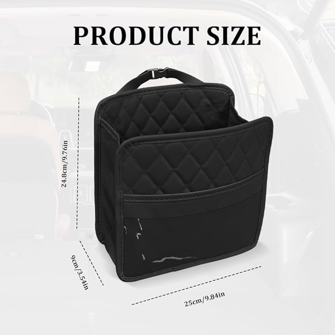 Car Seat Back Organizer, Car Organizers and Storage, PU Leather Vehicle Backseat Hanging Storage Pocket, Multipurpose Auto Travel Essentials Accessories for Kids & Adults, Universal for Cars (Black)