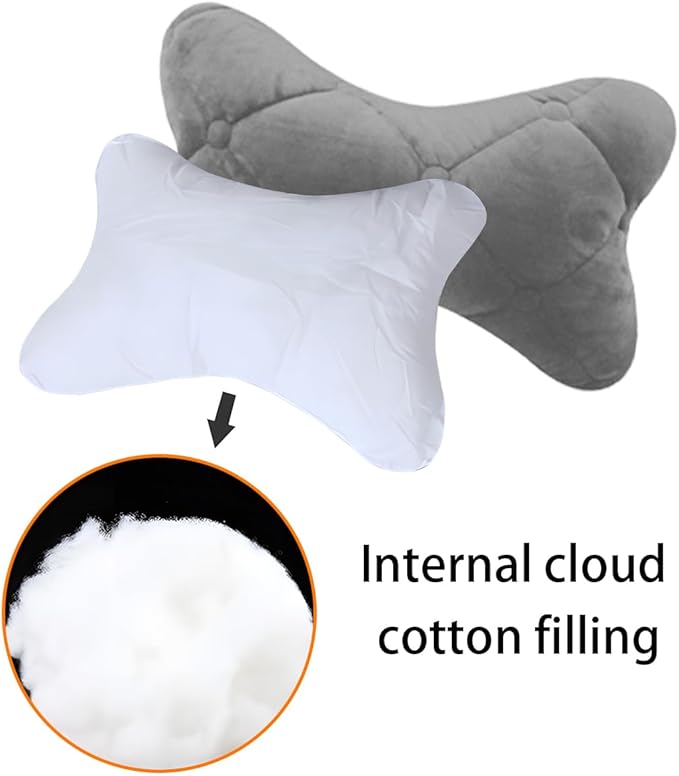 2PCS Car Headrest Pillow, Soft Comfortable Vehicle Neck Pillow Cushion, Automotive Interior Head Rest Pad Accessories for Driving Fatigue Relief, Universal for SUV, Sedan, Truck (Gray)