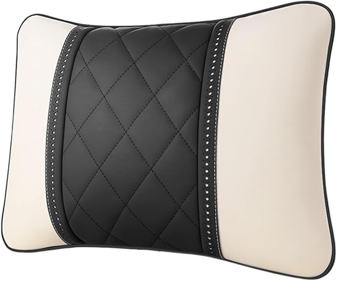 Luxury NAPPA Headrest Compatible For Mercedes Maybach S-Class Leather Lumbar Pillows Car Neck Travel Seat Cushion Support Car Accessories(Beige coffee)