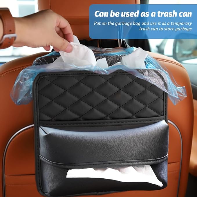 Car Seat Back Organizer, Waterproof Multifunctional Leather Vehicle Hanging Bag, Large Capacity Automotive Interior Storage Organizer Accessories, Universal for SUV RV Truck (XL)