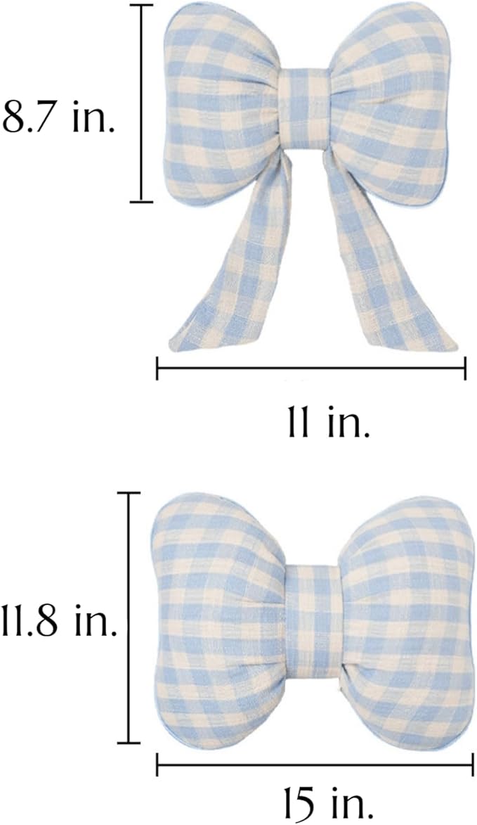 Car Accessories Plaid Bow Headrest Lumbar Pillow 4PCs Set Cotton Linen Elegant Soft Car Seat Cushions for Daily Commuting Trave (Black Plaid,Lumbar Pillow 2pcs)