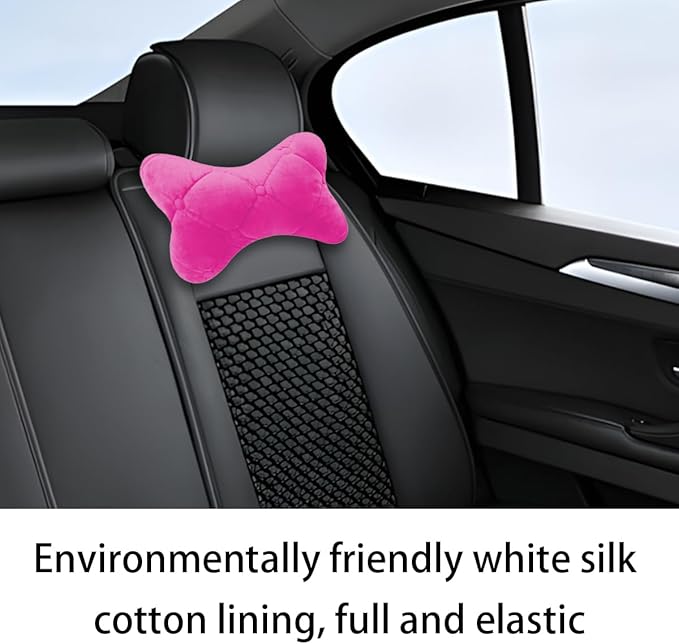 2PCS Car Headrest Pillow, Soft Comfortable Vehicle Neck Pillow Cushion, Automotive Interior Head Rest Pad Accessories for Driving Fatigue Relief, Universal for SUV, Sedan, Truck (Pink)