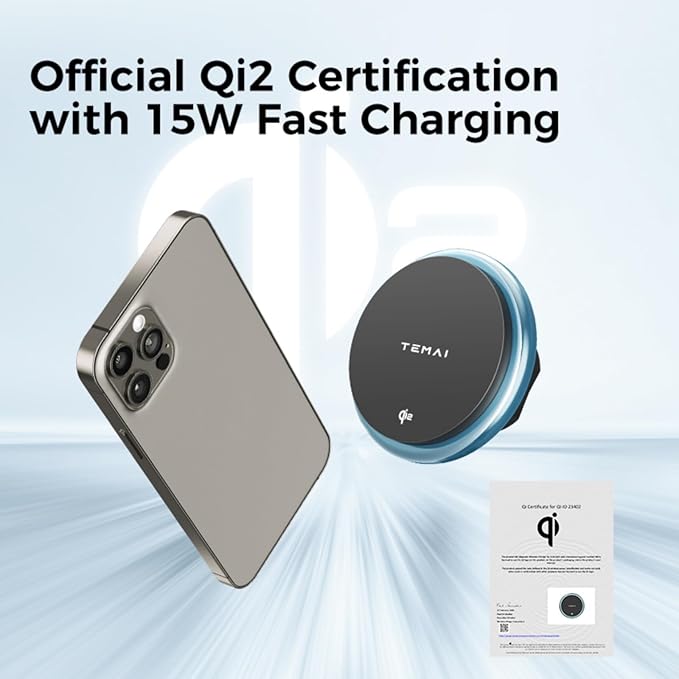 for Tesla Phone Mount Model Y Juniper 2025, Wireless Charger Strong Magnetic Phone Holder for All 4-6.9'' Smartphones, 360° Dock Base Airvent Adjustable, Anti-Slip Mount