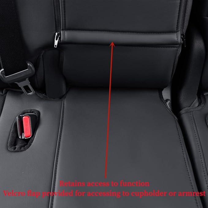 coverdream Full Set Customized Car Seat Covers Fit for 2014-2019 Toyota Highlander Hybrid LE,XLE,LE Plus,8-Passenger,Second Row 40/60 Split Seat,Fully Covered Leatherette Seat Protector (Black&Red)