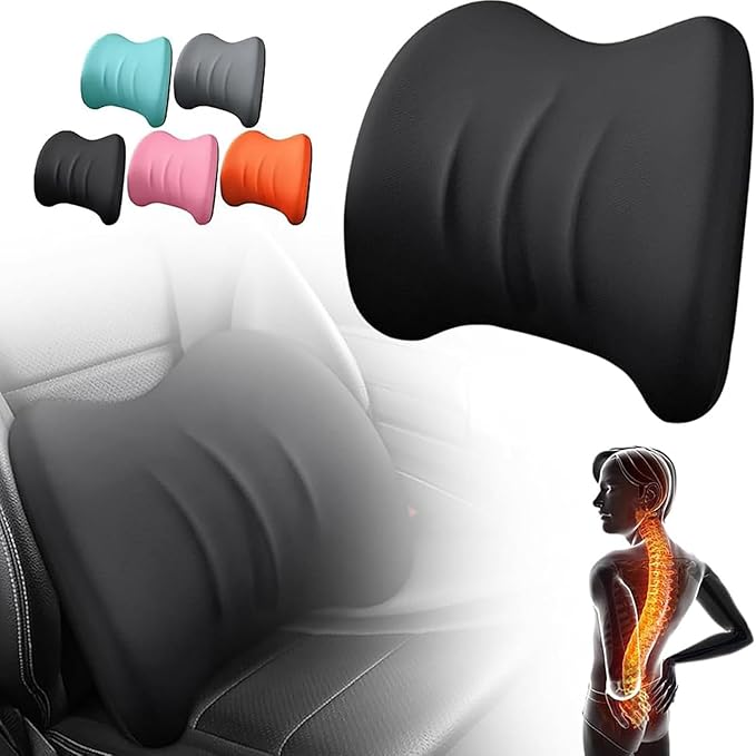 Car Headrest & Lumbar Support Cushion for Honda CRV 2023 2024 2025, Ergonomic Car Seat Headrest Memory Foam Neck and Back Pillow Kit Breathable Removable for Driving Fatigue Relief,Dpink