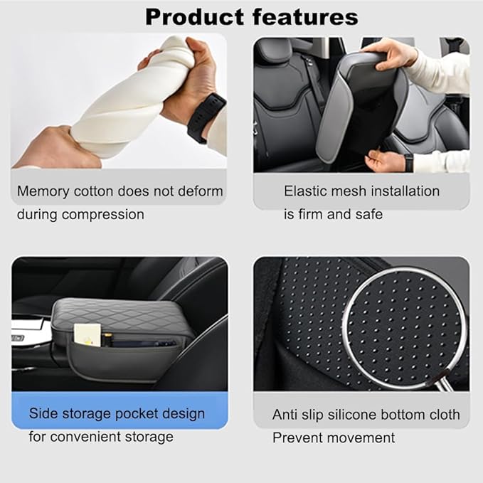 1 Pack Car Center Console Cover Custom Fit for Mazda CX5 CX-5 2017-2024 2025, Leather Memory Foam Armrest Cushion Protector, Anti-Scratch Durable Armrest Pad,Black