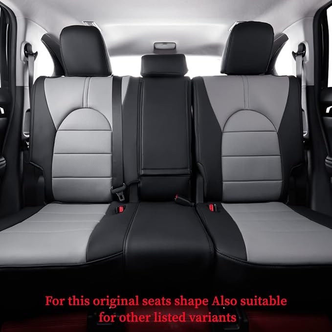 coverdream Custom Seat Covers Compatible with Select Toyota Highlander 2014 2015 2016 2017 2018 2019,Three Row,Second Row 40/60 Split - Leatherette (Black/Gray,Full Set)