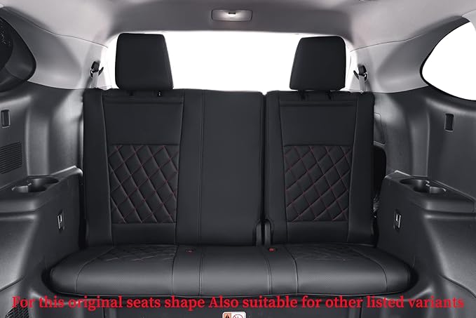 coverdream Highlander Leather Seat Covers Full Set for 2020-2026 Toyota Highlander SUV Seat Cushion,2nd-Row 40/60 Split Bench Seats,Fully Covered,Luxury Waterproof Car Seat Protecto (Black & Diamond)