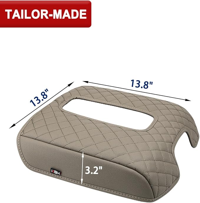 KBH Center Console Armrest Cover for Chevy Suburban Tahoe & GMC Yukon 2015-2020, Silverado & Sierra 1500 2500 3500 2014-2018, Bucket Seat, Customized Arm Rest Lid Protective Cushion, PU Leather