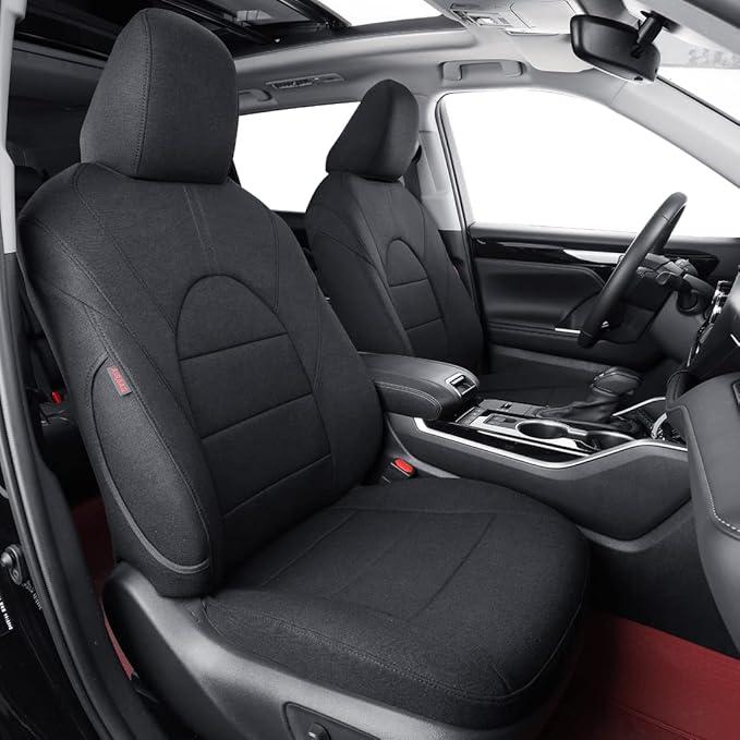 coverdream Custom Seat Covers Compatible with Select Toyota Highlander 2014 2015 2016 2017 2018 2019,Three Row,Second Row Captain Chair (Black,Full Set)