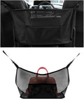 Car Net Pocket Handbag Holder, Driver Storage Netting Pouch Between Seats, Large Capacity Seat Back Organizer Mesh Pocket for Purses and Bags, Auto Backseat Pet Kids Barrier (Black)