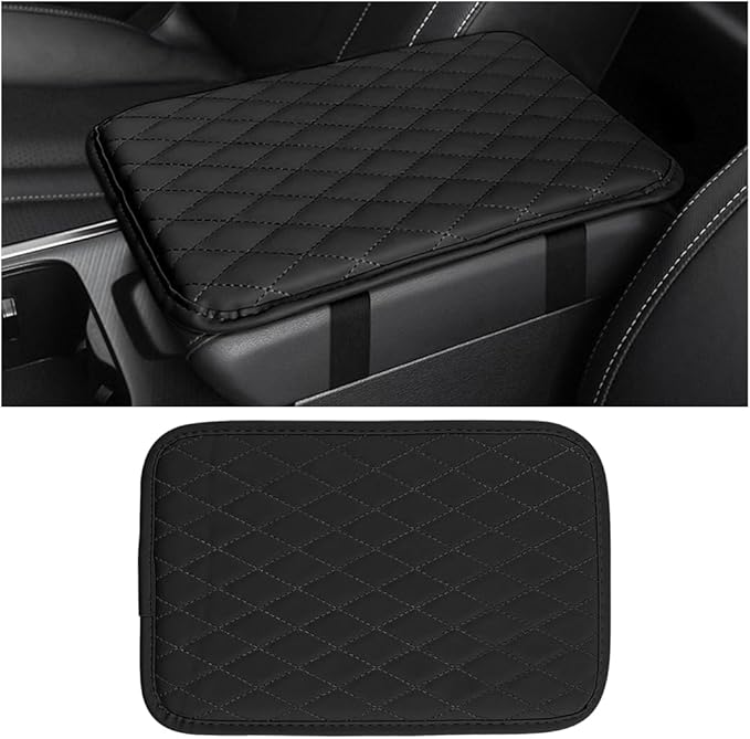 Car Center Console Cover, Leather Memory Foam Vehicle Arm Rest Cushion Pad, Waterproof Automotive Interior Armrest Seat Box Protector Accessories, Universal for SUV, Sedan, Truck (Black)