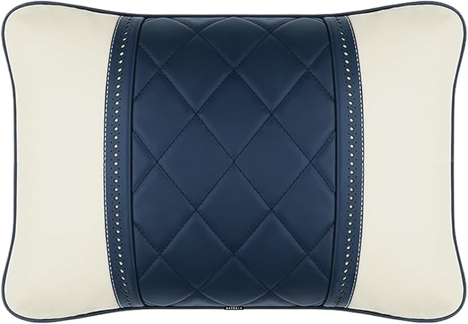 Luxury NAPPA Headrest Compatible For Mercedes Maybach S-Class Leather Lumbar Pillows Car Neck Travel Seat Cushion Support Car Accessories(Beige blue)