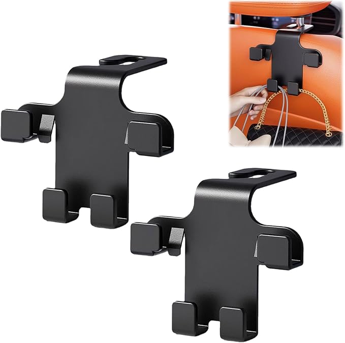 Upgraded Version Car Seat Back Organizer Hook, Multi-Function Auto Accessories with Phone Holder & Storage Hooks for Backseat, Durable ABS Material, Space-Saving Design for Car Interior Organization