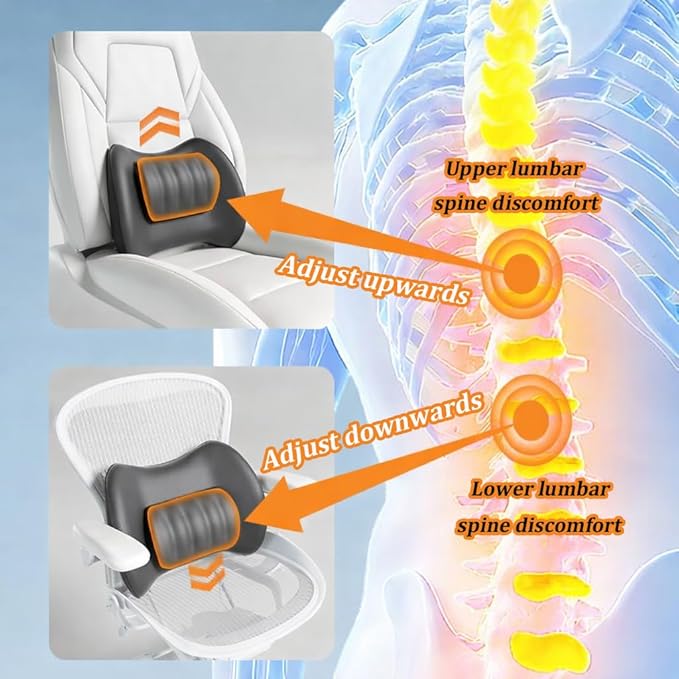 Car Lumbar Cushion for Freightliner 108SD 114SD 122SD Cascadia Columbia eCascadia, Breathable Lower Back Support Pillow with Adjustable Strap, Back Cushion for Long Driving, Office Chair, Truck