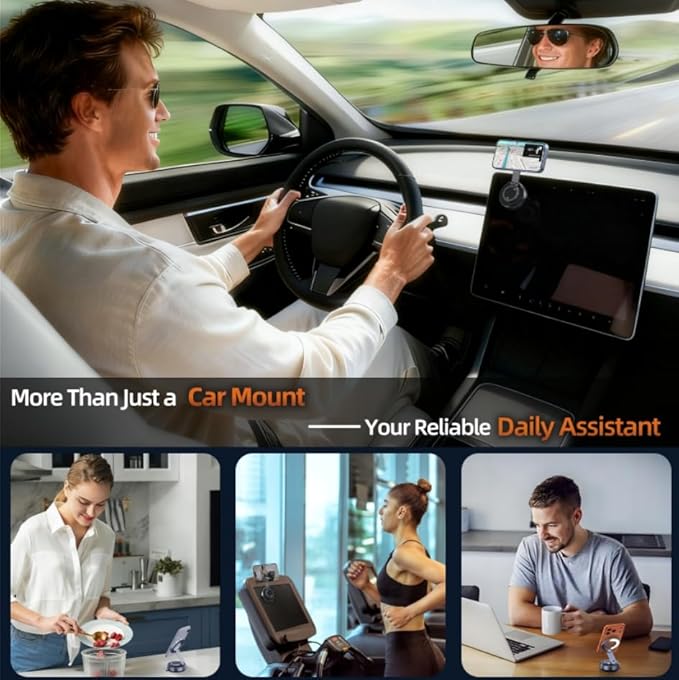 2026 Upgraded Magnetic Phone Holder for Car [Strongest Magnet Power & Premium Aluminum Alloy] 360° Adjustable Car Phone Mount for Magsafe, Cell Phone Holders for iPhone 17 Pro Max 16-12 Series
