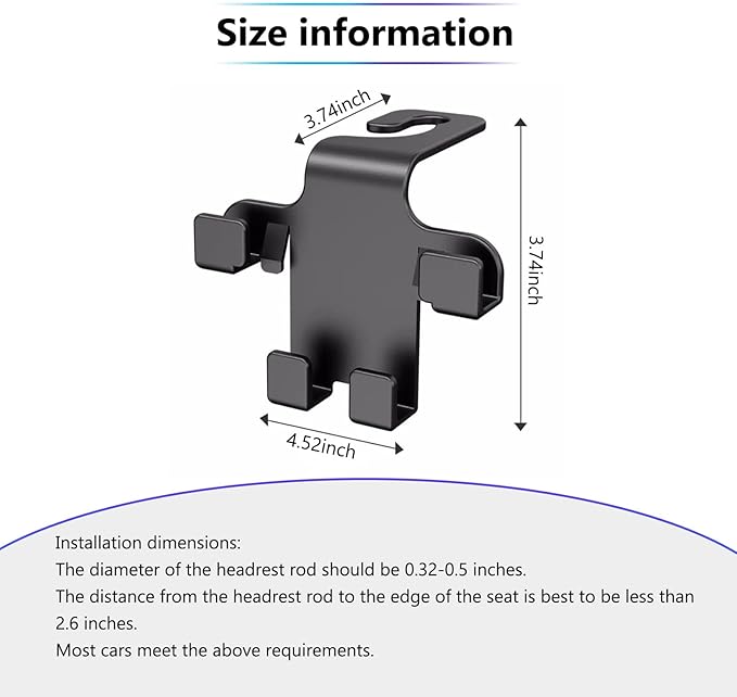 Upgraded Version Car Seat Back Organizer Hook, Multi-Function Auto Accessories with Phone Holder & Storage Hooks for Backseat, Durable ABS Material, Space-Saving Design for Car Interior Organization