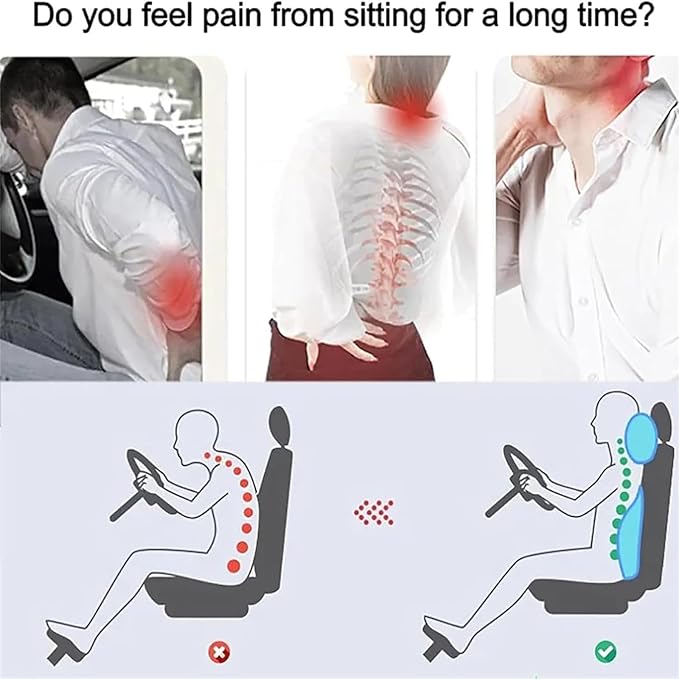 Car Headrest & Lumbar Support Cushion for Honda CRV 2023 2024 2025, Ergonomic Car Seat Headrest Memory Foam Neck and Back Pillow Kit Breathable Removable for Driving Fatigue Relief,C/Blue