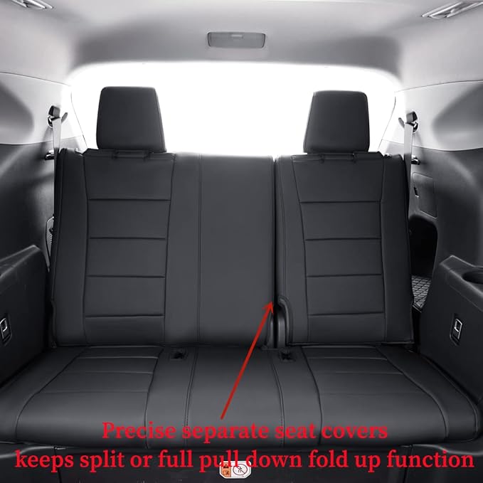 coverdream Custom Seat Covers Compatible with Select Toyota Highlander 2014 2015 2016 2017 2018 2019,Three Row,Second Row Captain Chair - Leatherette (Black,Full Set)