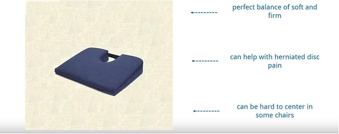 Lift Cushion Portable Lumbar Back Support Pillow for Car - Coccyx, Tailbone and Back Support Cushion for Office Chair, Lumbar Wedge Extended Extra Large - Tush-Cush Orthopedic Seat Cushion, Navy Blue