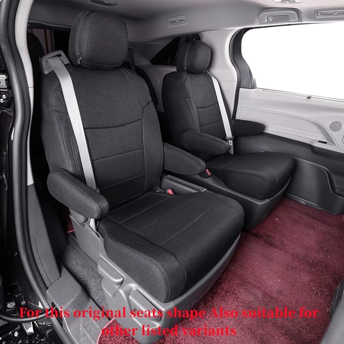 coverdream Custom Seat Covers Compatible with Select Toyota Highlander 2014 2015 2016 2017 2018 2019,Three Row,Second Row Captain Chair (Black,Full Set)