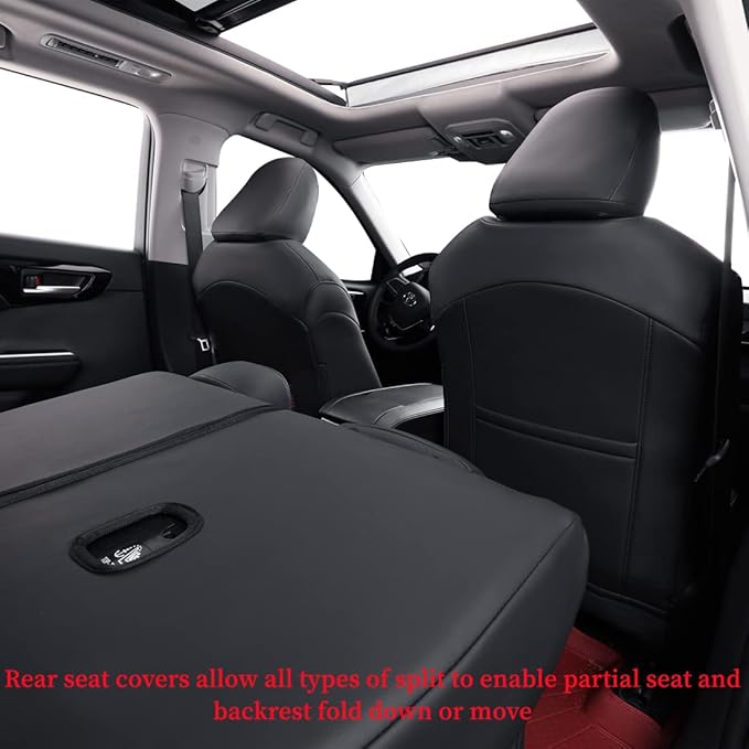 coverdream Custom Seat Covers Compatible with Select Toyota Highlander 2014 2015 2016 2017 2018 2019,Three Row,Second Row Captain Chair - Leatherette (Red/Black,Full Set)
