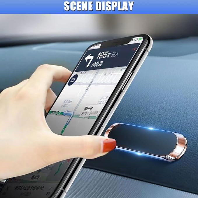 Magnetic Phone Car Mount, Flat Stick on Car Phone Holder with Metal Plate for Dashboard Wall, Universal Automobile Cradles Compatible with Cell Phones & Mini Tablets (Gold)