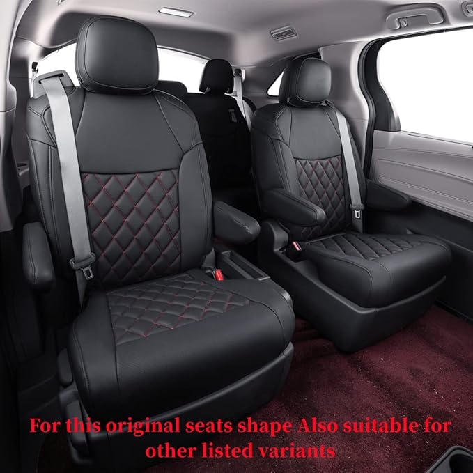 coverdream Custom Seat Covers Compatible with Select Toyota Highlander 2014 2015 2016 2017 2018 2019,Three Row,Second Row Captain Chair - Leatherette (Red/Black,Full Set)