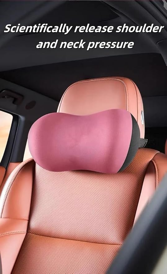 Cute Bunny Car Seat Cushion Set - Lumbar Support Pillow & Neck Pillow for Women Drivers, Ergonomic Back Comfort for Long Drives, Adorable Rabbit Design Car Accessories (Yellow)