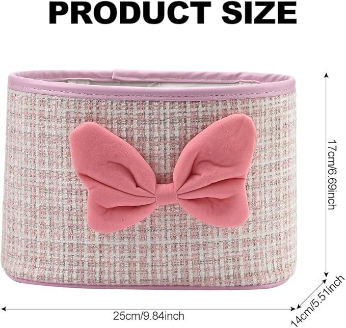 Multifunctional Car Seat Back Organizer Storage Bag Vintage Cotton Linen Hanging Vehicle Organizer for Vehicles Interior Organizer Accessories, Pink Linen Fabric